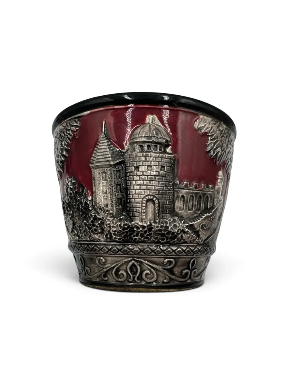 Vintage Inarco Japan E-2590 Medieval Castle Couple Ceramic Planter Vase